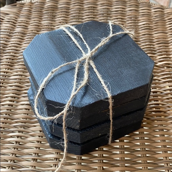 Rustic Wooden Coasters – Set of 4 Handmade - Picture 3 of 5